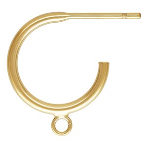 12.0mm 3 / 4 Hoop Post Earrings w / Ring