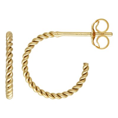 12.0mm Twisted 3 / 4 Hoop Post Earrings w / EB