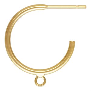 15.0mm 3 / 4 Hoop Post Earrings w / Ring