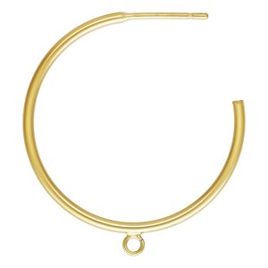 25.0mm 3 / 4 Hoop Post Earrings w / Ring