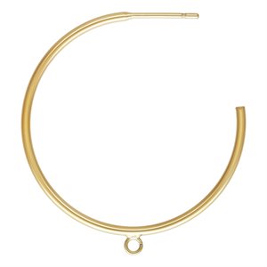 30.0mm 3 / 4 Hoop Post Earrings w / Ring