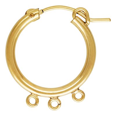 2.3x19.0mm Eurowire Hoop w / 3 Open Rings 2.3x19.0mm Eurowire Hoop w / 3 Open Rings
