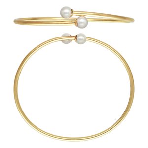 7" Flex Bangle w / 6mm White Crystal Pearl