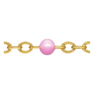 1.7mm Flat Cable Chain w / Pink Epoxy Beads 10ft Spool