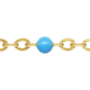 1.7mm Flat Cable Chain w / Blue Epoxy Beads 100ft Spool