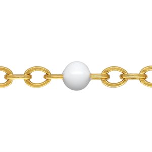 1.7mm Flat Cable Chain w / White Epoxy Beads 100ft Spool