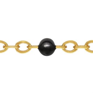 1.7mm Flat Cable Chain w / Black Epoxy Beads 10ft Spool
