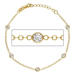 6.5" 1.7mm Cable 4mm White CZ (5 Stone) w / 1" Ext