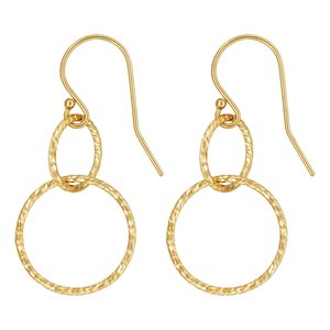Ball End Ear Wire w / Sparkle Interlock Rings
