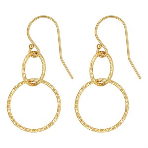 Ball End Ear Wire w / Sparkle Interlock Rings