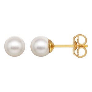 5.0mm White Crystal Simulated Pearl Post Earring