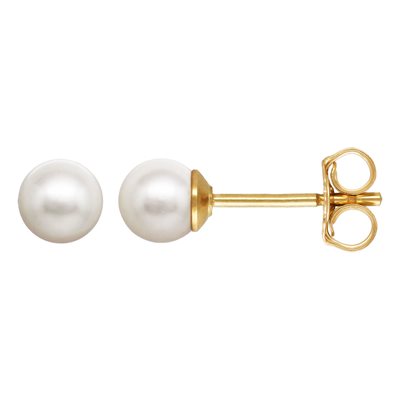 4.0mm White Crystal Simulated Pearl Post Earring