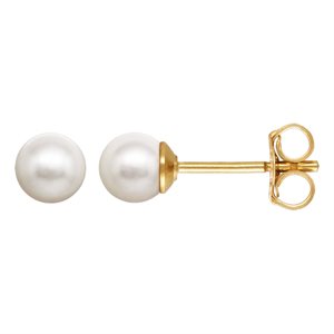 4.0mm White Crystal Simulated Pearl Post Earring