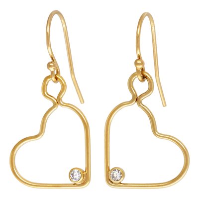 Ball End Ear Wire w / Heart Drop 2mm White CZ Ball End Ear Wire w / Heart Drop 2mm White CZ