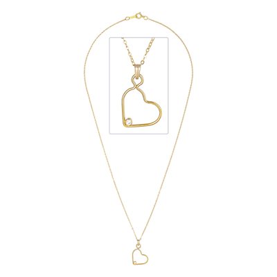 18" Necklace w / Heart Drop 2mm White CZ 18" Necklace w / Heart Drop 2mm White CZ