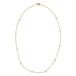 16" 1.2mm Cable w / 4.0mm White Pearls