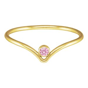 2mm Pink 3A CZ Chevron Ring Size 5