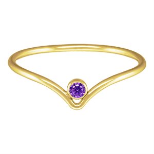 2mm Amethyst 3A CZ Chevron Ring Size 5