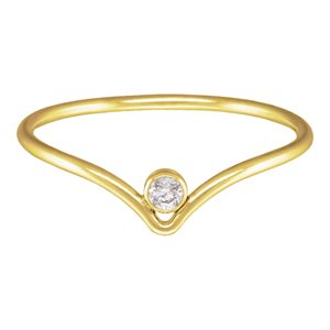 2.0mm White 3A CZ Chevron Ring Size 5