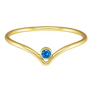 2mm Aqua Blue 3A CZ Chevron Ring Size 5