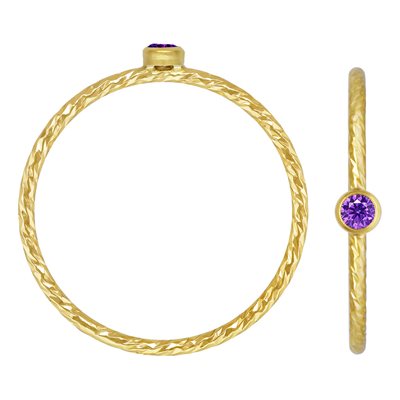 2mm Amethyst 3A CZ Sparkle Ring Size 5