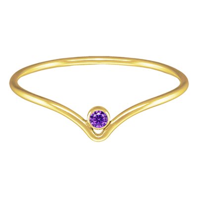 2mm Amethyst 3A CZ Chevron Ring Size 7