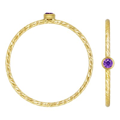 2mm Amethyst 3A CZ Sparkle Ring Size 7