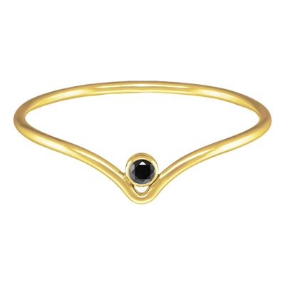 2mm Black 3A CZ Chevron Ring Size 8