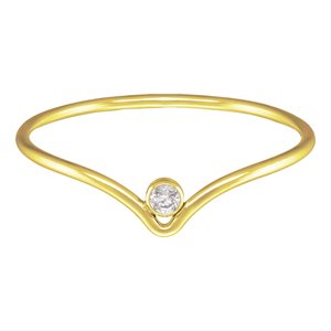 2.0mm White 3A CZ Chevron Ring Size 8