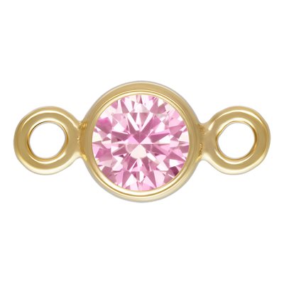 3.0mm Pink 3A CZ Bezel Connector 3.0mm Pink 3A CZ Bezel Connector