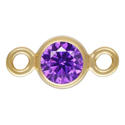 3.0mm Amethyst 3A CZ Bezel Connector 3.0mm Amethyst 3A CZ Bezel Connector