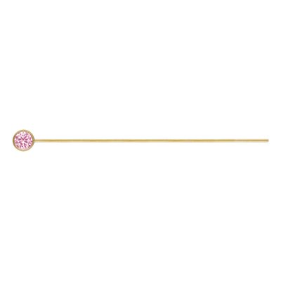 3.0mm Pink 3A CZ Bezel Headpin 3.0mm Pink 3A CZ Bezel Headpin