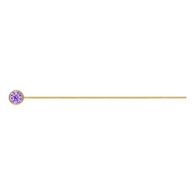 3.0mm Light Amethyst 3A CZ Bezel Headpin 3.0mm Light Amethyst 3A CZ Bezel Headpin
