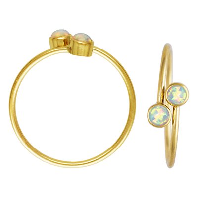 3mm White Bello Opal Adjustable Ring Sz 6 3mm White Bello Opal Adjustable Ring Sz 6
