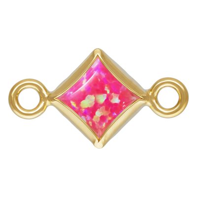 3.0mm Hot Pink Bello Opal Square Bezel Connector