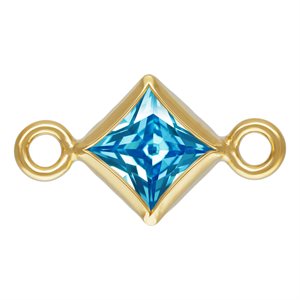 3.0mm Swiss Blue 3A CZ Square Bezel Connector
