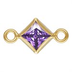 3.0mm Amethyst 3A CZ Square Bezel Connector