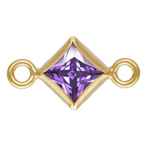 3.0mm Amethyst 3A CZ Square Bezel Connector