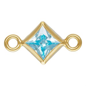 3.0mm Aquamarine 3A CZ Square Bezel Connector
