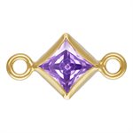 3.0mm Light Amethyst 3A CZ Square Bezel Connector
