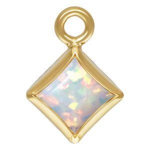 3.0mm White Bello Opal Square Bezel Drop