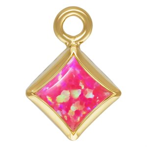 3.0mm Hot Pink Bello Opal Square Bezel Drop