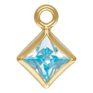 3.0mm Aquamarine 3A CZ Square Bezel Drop