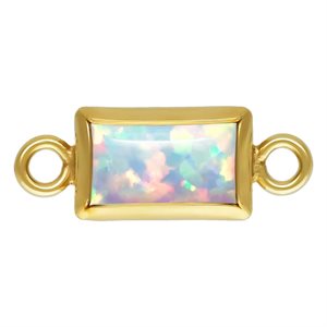 3.0x5.0mm White Bello Opal Rectangle Bezel Connector