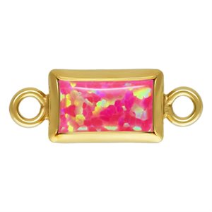 3.0x5.0mm Hot Pink Bello Opal Rectangle Bezel Connector