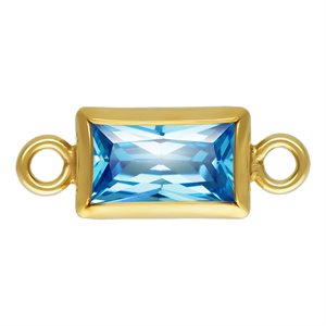 3.0x5.0mm Swiss Blue 3A CZ Rectangle Bezel Connector