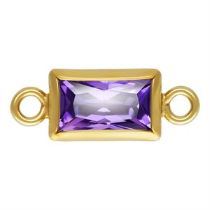 3.0x5.0mm Amethyst 3A CZ Rectangle Bezel Connector