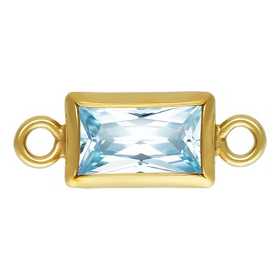 3.0x5.0mm Aquamarine 3A CZ Rectangle Bezel Connector