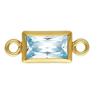 3.0x5.0mm Aquamarine 3A CZ Rectangle Bezel Connector
