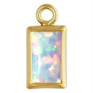 3.0x5.0mm White Bello Opal Rectangle Bezel Drop